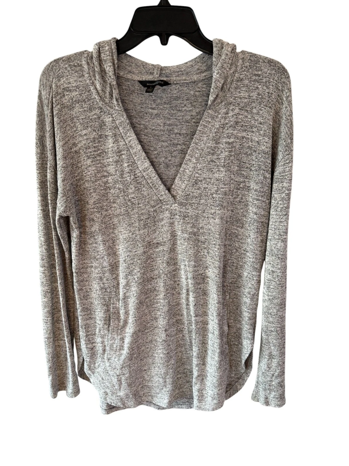 VETEMENTS Felpa con cappuccio Banana Republic Luxespun grigia piccola scollo a V pullover manica lunga maglia morbida