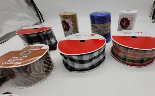 New Ribbons Craft Christmas Holiday Celebrate It~ Wired & Mesh Lot~ 15 Total - Picture 6 of 10