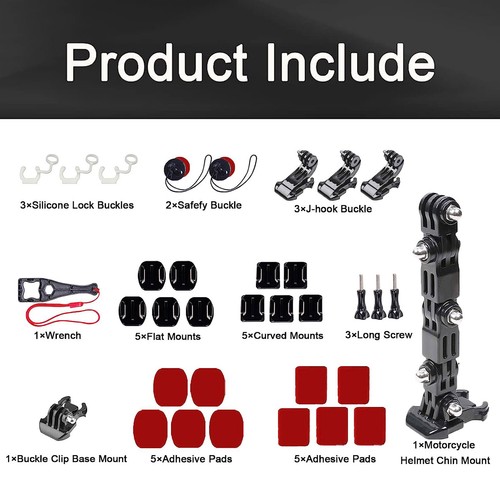 34 in 1 Motorrad Helm Kinnhalterung Klebepads Kits für GoPro DJI Insta360 - Bild 2 von 5