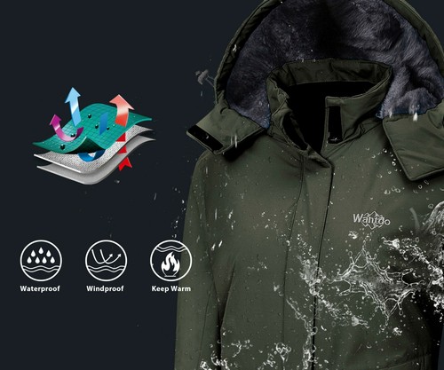 Wantdo Women's Ski Jacket Waterproof Winter Coat Windproof Warm Fleece Raincoat - Picture 57 of 66