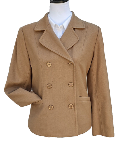 Zweireihige beige Damenjacke Wolle 8 Savannah Casual Buisness Blazer - Bild 2 von 12