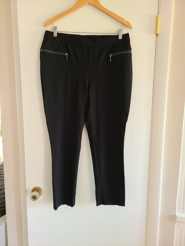 Womens Chicos Black Size 14S / Chicos 2S Pull up Strech Dress Pant Zipper Accent - Picture 2 of 8