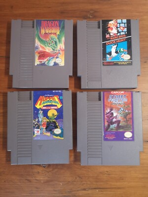 4 LOT NES games Dragon Warrior Muppet Adventure Street Fighter Mario/Duck Hunt