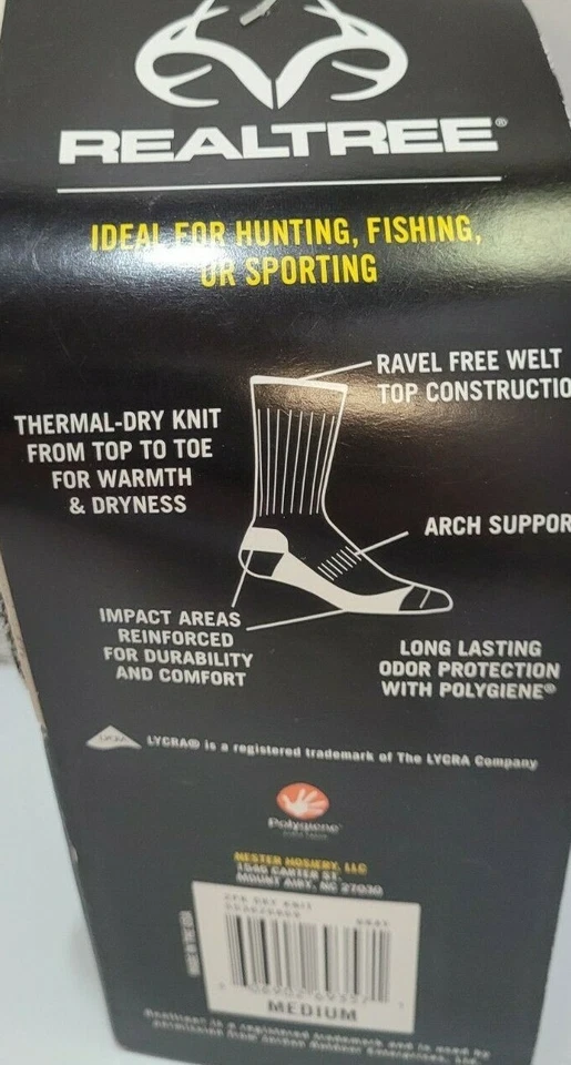 Realtree Dry Knit Thermal Heavyweight Socks 2-Pair Grey Size Medium - Image 3 of 4