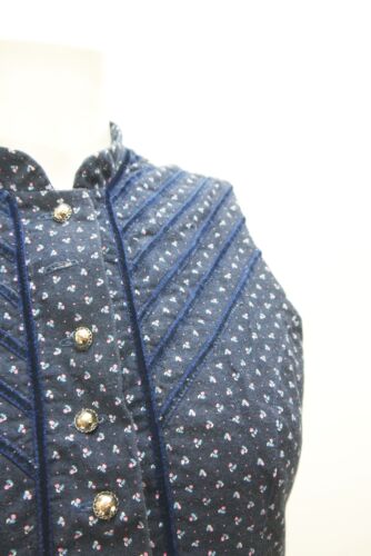 Dirndl Linnartz echt 90er Vintage blau hochgeschlossen mit Samtstreifen Gr.38 - Bild 5 von 6