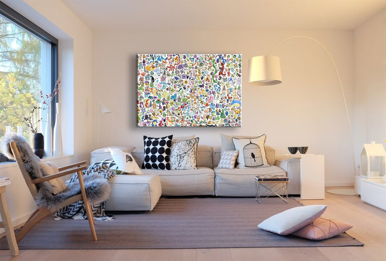 Pokemon Catch Em all Leinwandbild AK ART Kunstdruck Wandbild Wanddeko Mehrfarbig