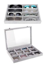 Glasses Organizer Jewelry Tray  Clear Lid 12 Grids Bracelet Storage Box Bundle