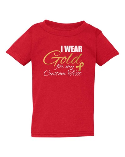 Youth Toddler I Wear Gold For CUSTOM Text Shirt Ribbon Childhood Child Cancer - Picture 7 of 8