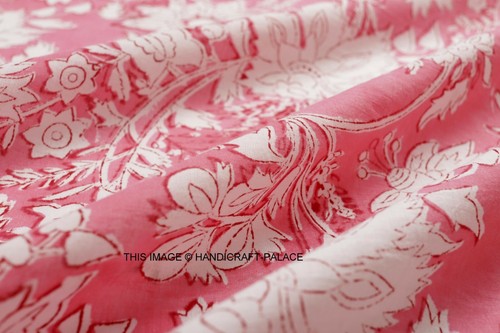 By 5 Yard Hand Block Print Handmade Cotton Indian Natural Sanganeri Print Fabric - Picture 15 of 40