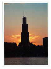 Sears Tower Chicago #IL Summer Sun Silhouette #Postcard
