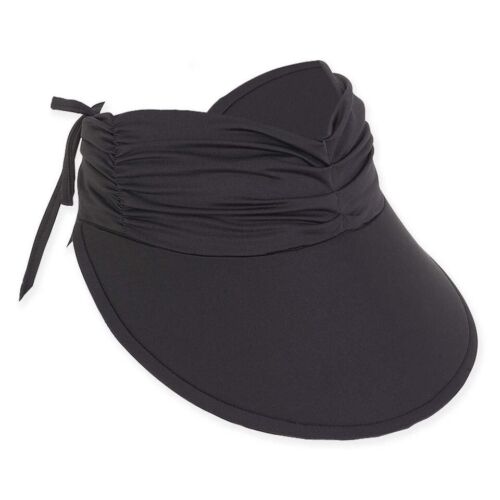 Sombrero visera Sun 'N' Sand Lycra con ajustador de corbata, protección UV ala de 4,5"