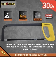 Heavy Duty Hacksaw Frame, Steel Body & ABS Handle, 12" Blade, 24T