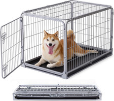 Collapsible Dog Crate for Medium Dogs - Foldable 36 Inch Escape Proof Metal Dog