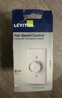 LEVITON Fan Speed Control Full Range, Single Pole White Round 6616-W