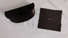 Tom Ford Glasses Case Dark Brown Velvet Soft Shell Logo EUC