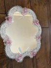 Murano Venetian Art Glass Mirror. Pink And White. Vintage. Flowers. Floral. Rare