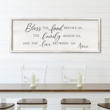 Bless the Food Before Us Wall Decor Sign 32" X 12" Dining 32"L x 12"W White
