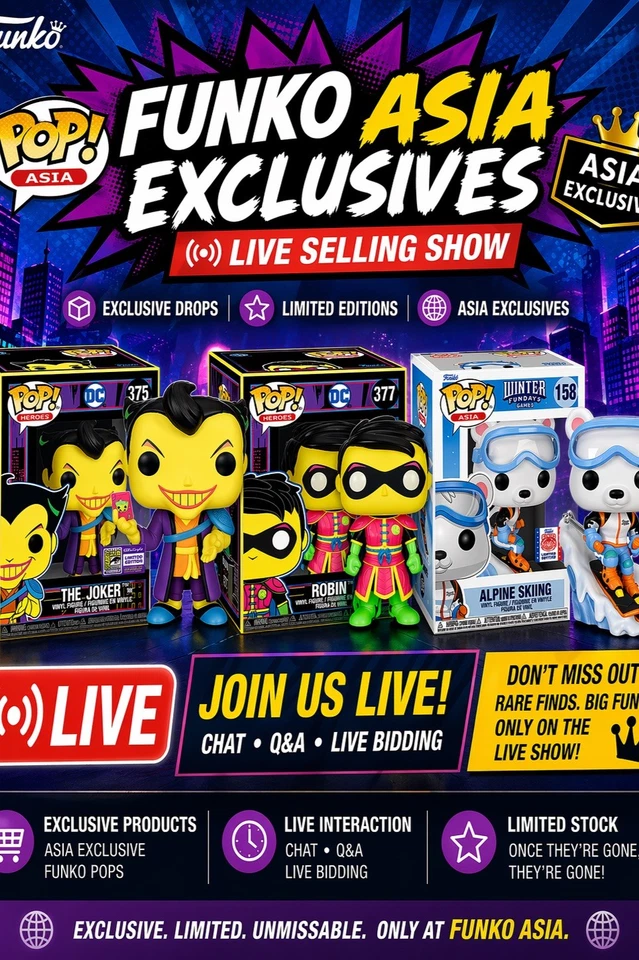 £1 Start Funko Asia Exclusives Rare Limited Pops