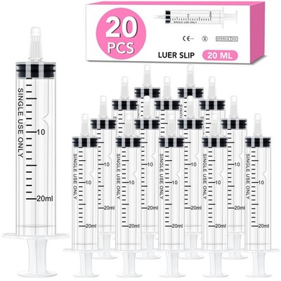 20 PCS 20ml Oral Syringe With Cap, Plastic Syringe without Needle for Medicine