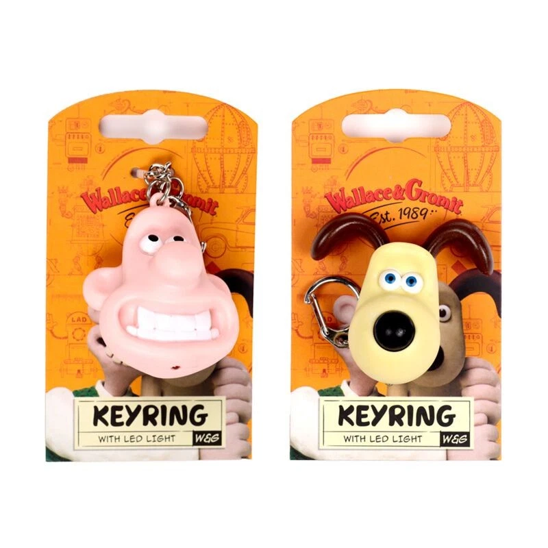 OFFICIAL WALLACE AND GROMIT LED KEYRING KEY CHAIN RING BNWT PUK