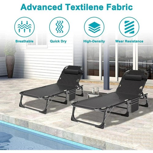 Sillón Portátil, Negro 5 Pliegues Cunas Acero Exterior Sillón - Imagen 6 de 7