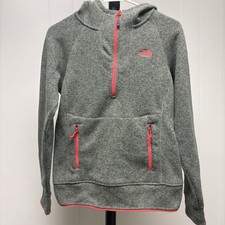 The North Face Scuba Hoodie Women's SMALL Green Knit Fleece 1/4 Zip Pullover