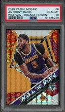2019-20 Panini Mosaic ANTHONY DAVIS #6 Will to Win Orange Fluorescent /25 PSA 10