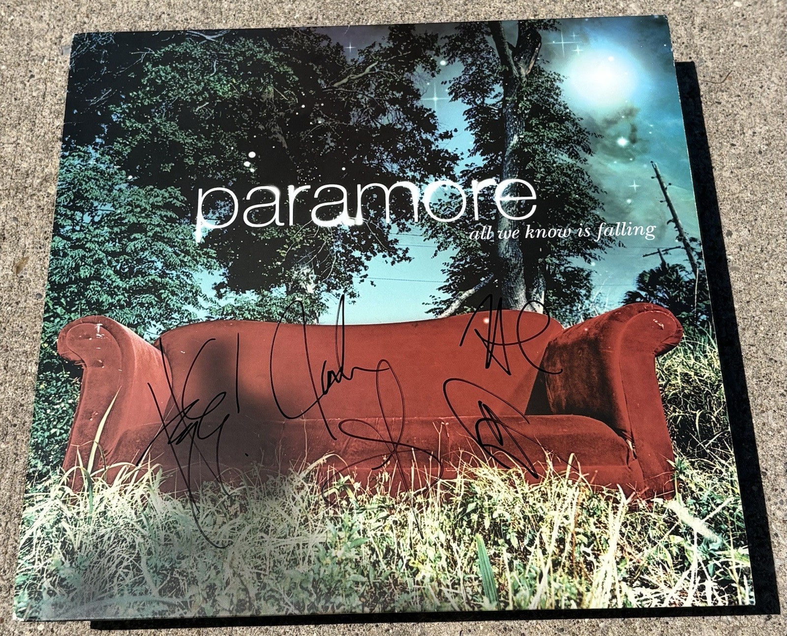 PARAMORE Band SIGNED Green Vinyl JSA LETTER All We Know Is Falling