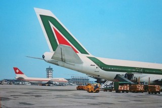 Postcard Airliner Postcard Aircraft Milan Airport Alitalia Swissair B.747