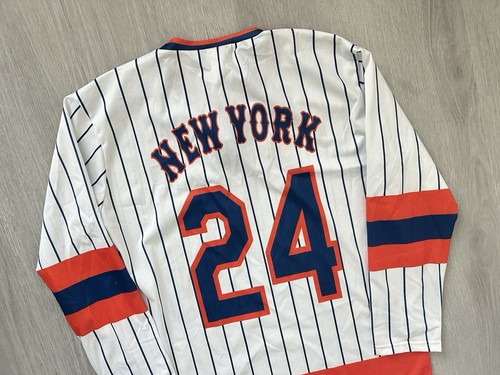 2024 New York Mets Herren SGA Stadium Giveaway Hockey Trikot blau orange Large NY - Bild 5 von 6