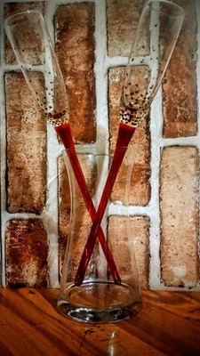 Long Stem Wine Glass Champagne Flute Set Of 2 And Celebration Ice Vase