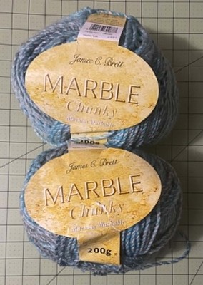 James C Brett MARBLE CHUNKY Yarn BLUE MC52 100 % Acrylic 2 SKEINS
