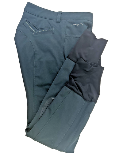 ANIMO Reithose grün türkis Grip Knieaufnäher I 46 US 32 Glitzer - Bild 1 von 11