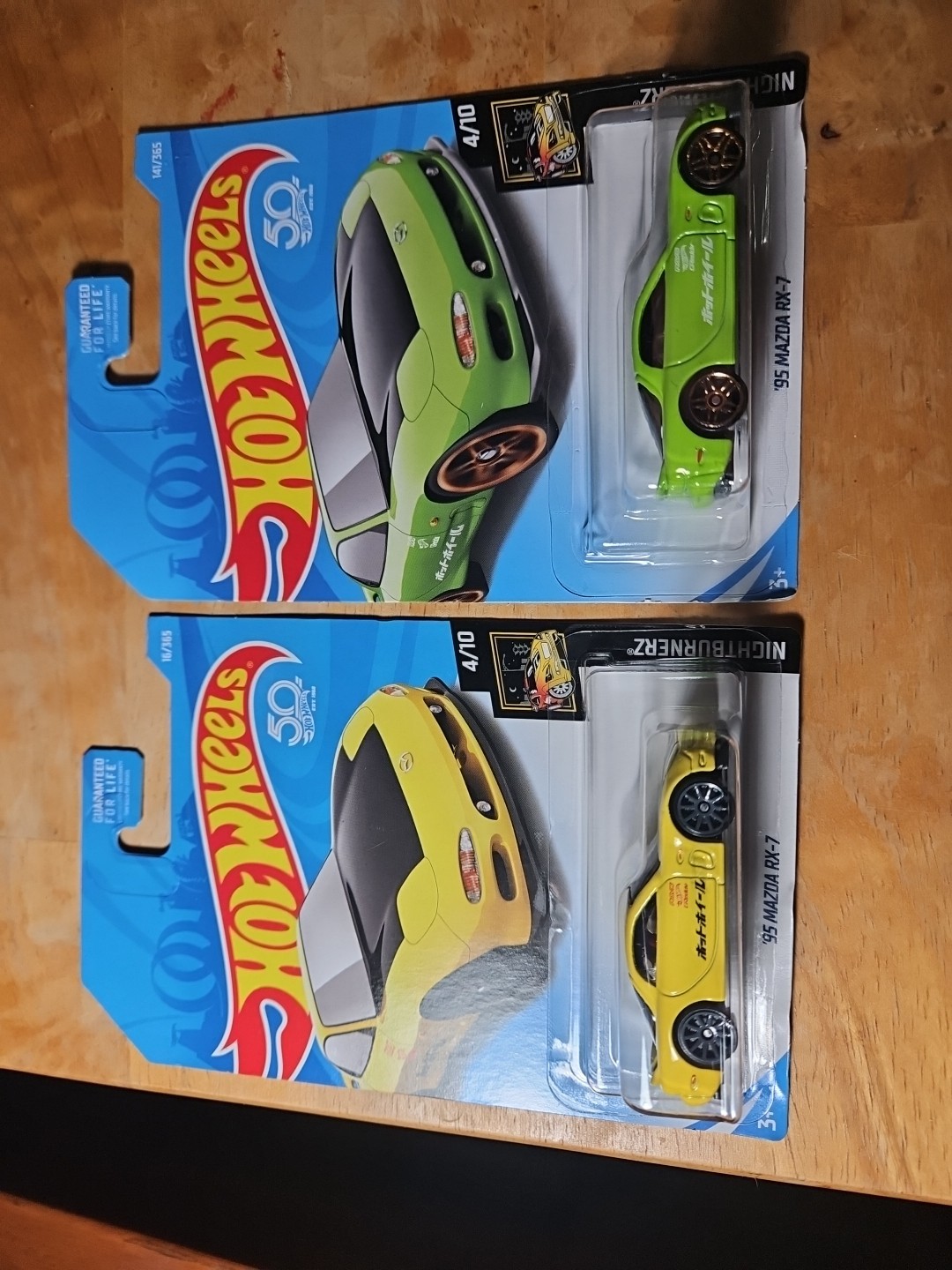 Hot Wheels 95 Mazda RX-7 Nightburnerz 2017 4/10 Scale, 16/365, Sealed 2 Car Lot