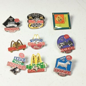 Vintage McDonald's Employee Lapel Pins Monopoly Coke Dr Pepper Lot Of 9