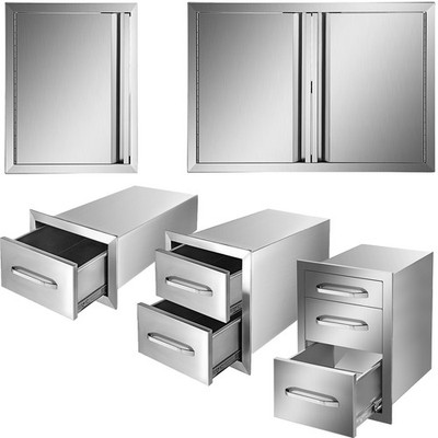 Stainless Steel BBQ Drawers Outdoor Kitchen Island Door Drawer BBQ Grills