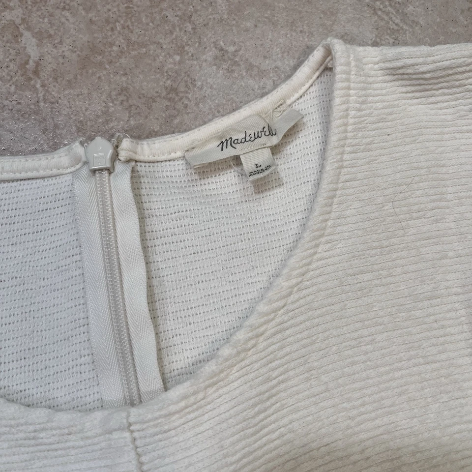 MADEWELL Women Texture Thread Side Tie Jumpsuit Size L Bright Ivory Cropped - Image 4 of 4