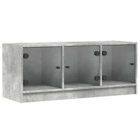 Tv-Schrank Mit GlastüRen Betongrau 102X37X42 Cm