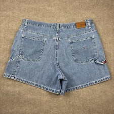 Vintage 2001 Tommy Hilfiger Jeans Shorts Womens 16 Blue Denim Carpenter Y2K Mom