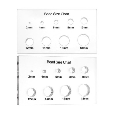2Pcs Bead Measuring Ruler Acrylic Measuring Tool Bead Size Chart Board Clear Cir
