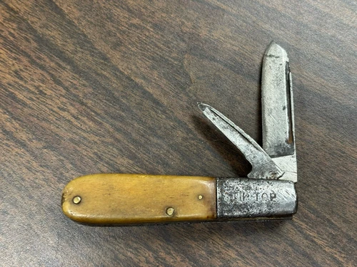 Vintage Tip Top Camillus Boker 2 Blade Barlow Knife - Bone Handles