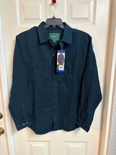 Woolrich Men's Blue Size L Heavy Flannel Shirt Jacket Green Label FREE SHIP 