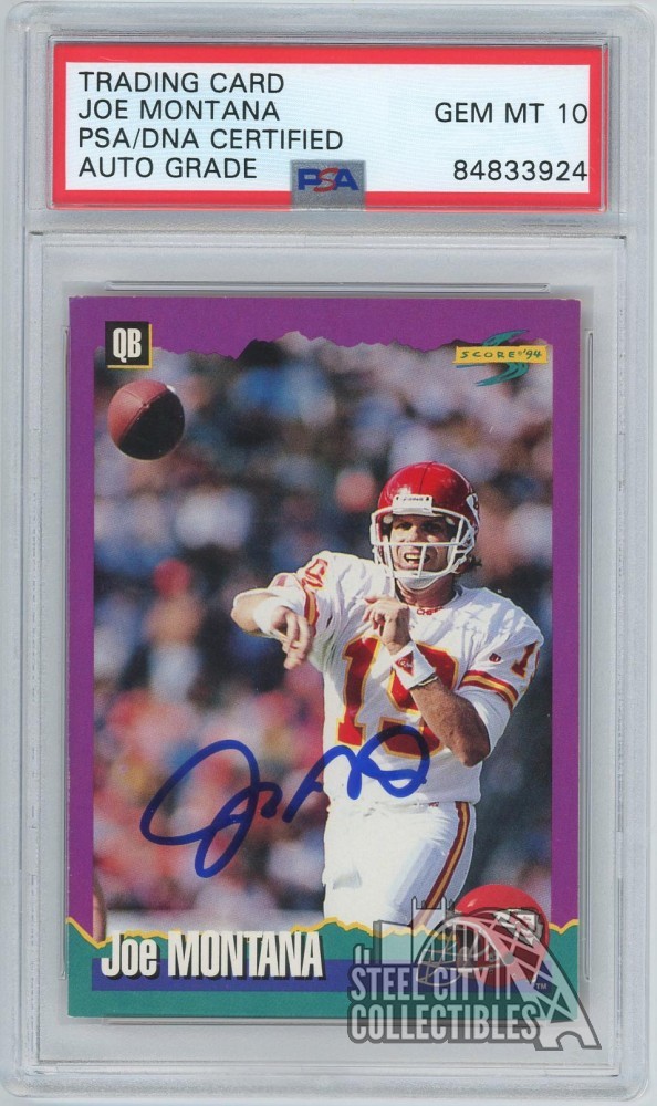 Joe Montana 1994 Pinnacle Score Autograph Card #67 PSA/DNA 10