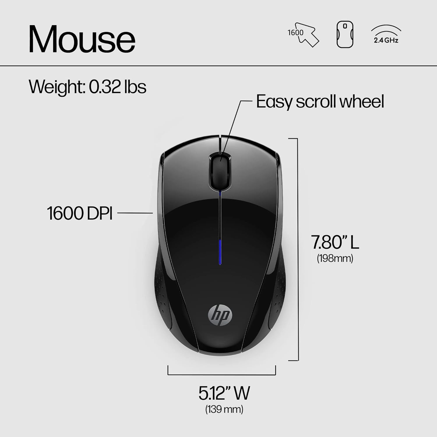 HP X3000 G3 Wireless Mouse 1600 DPI 15-Month Battery for Wins PC/Laptop, Mac