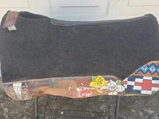  Best Ever Western saddle pad w cross print leathers US made 31" Used