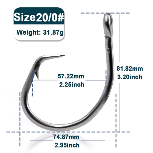 50pcs Jumbo Inline Circle Hook Sharks Saltwater Hooks Large Hooks 6/0#-28/0# - Picture 36 of 38
