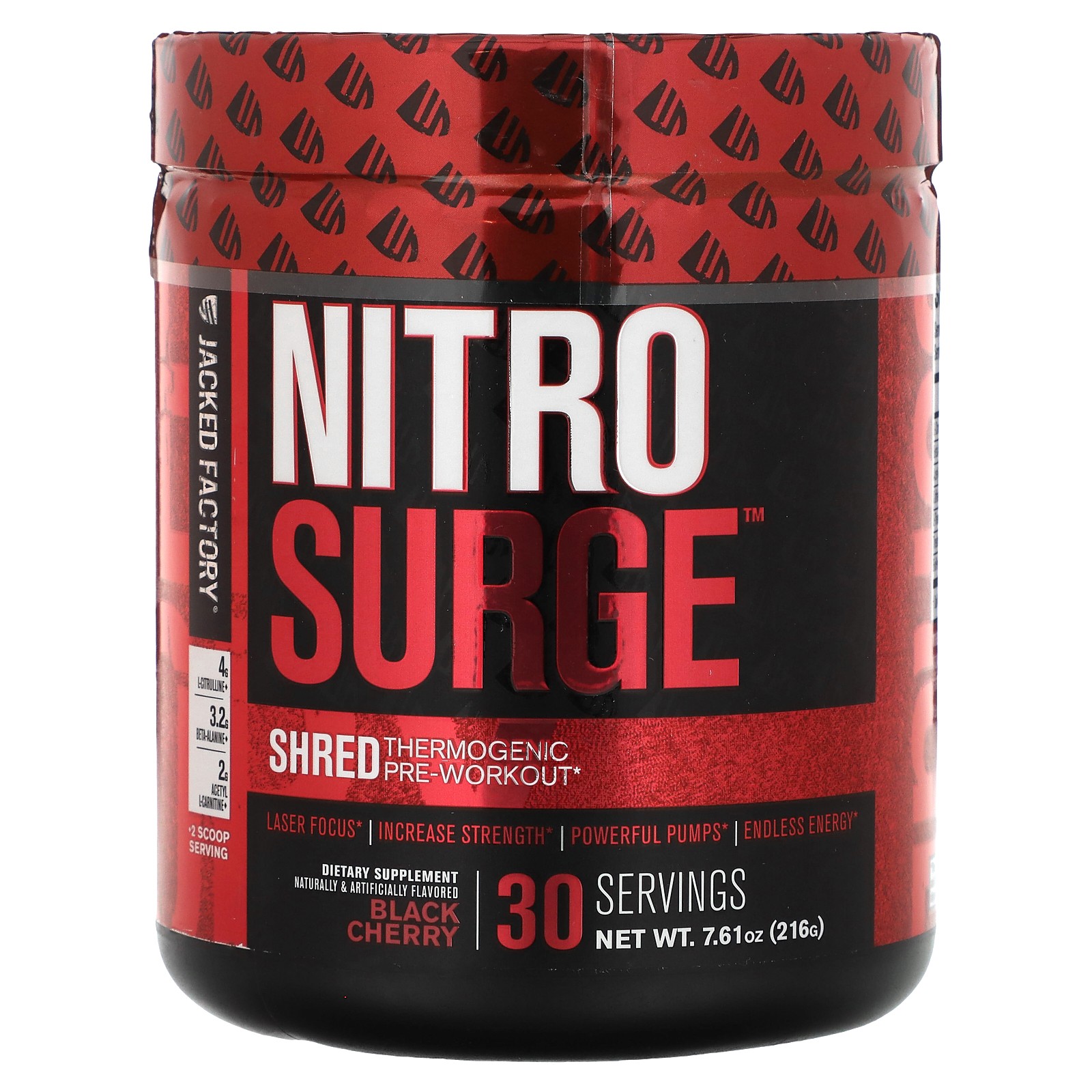 Nitro Surge, Измельченный термогенный продукт перед тренировкой, Черная вишня, 7,61 унции (216 г)