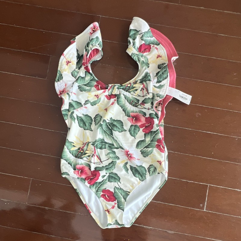Janie and Jack Girls Size 10 Tropical Floral One-Piece Swimsuit, Multicolor