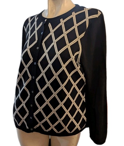 BrooksBrothers Silk Argyle Cardigan Sweater LG Preppy Varsity Academia Old Money - Picture 2 of 13