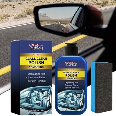 Car Glass Oil Film Remover Paste & Windshield Cleaner   No Streaks, Clear View
